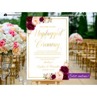 Burgundy Unplgged Ceremony sign,Gold Unplugged Wedding sign,(61cw)